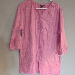 Bit & Bridle Women's X‎ large 1/4 Button Down Cotton Pink Ruffled Blouse